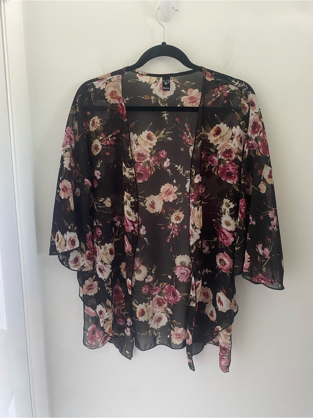 Windsor Sheer Black Floral Kimono